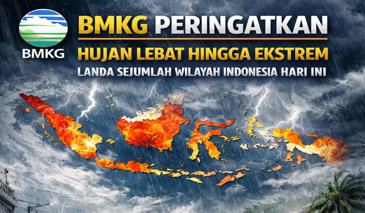 BMKG Peringatkan Cuaca Ekstrem 22–23 Februari 2026, Hujan Lebat Ancam Banjir dan Longsor